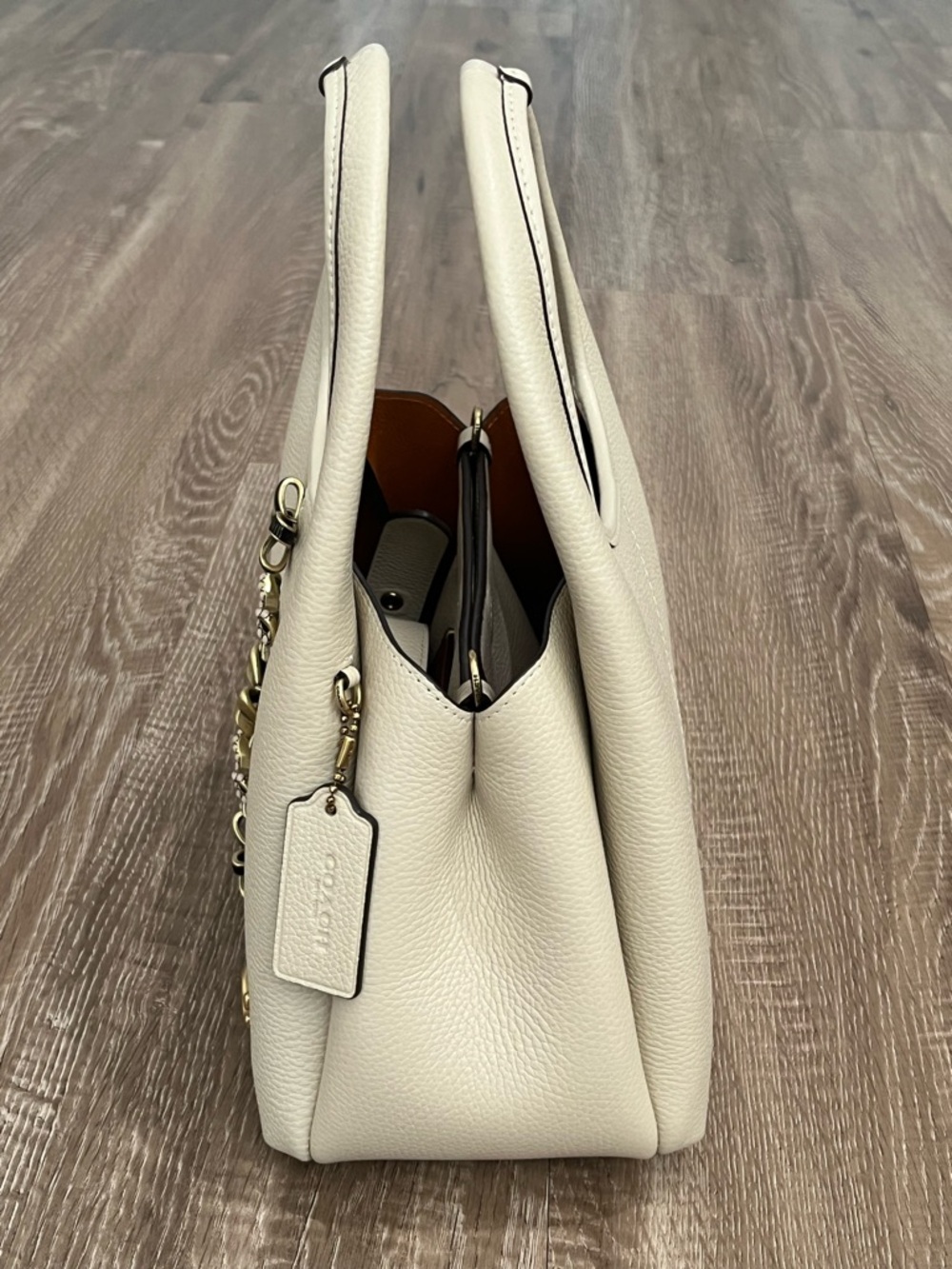Coach Lana Shoulder Bag 23 In Ivory with Bow Accents - Picture 4 of 11
